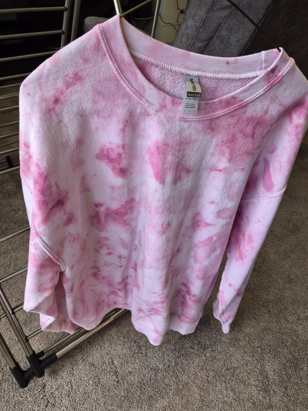 Gildan White and Pink Tie-Dye Crewneck Sweatshirt